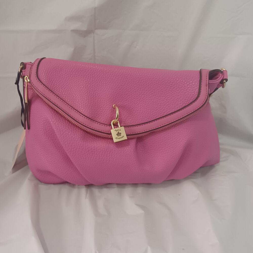 Juicy Couture Pink Greta Tunnel Flap Slouchy Hobo Crossbody Bag